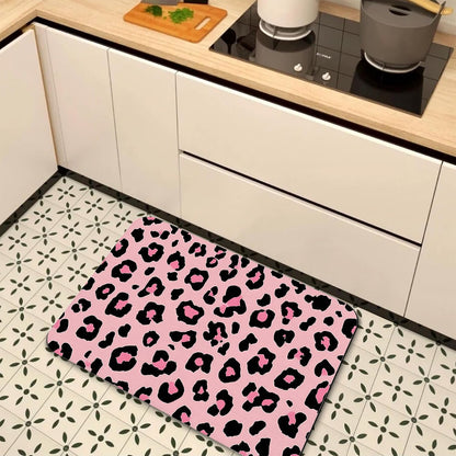 Bath Mats for Bathroom,Pink Leopard Print Bathroom Rugs,Modern Stylish Diatomaceous Bath Rug Quick Dry, Non Slip Super Absorbent Low Profile Doormat for Home Kitchen Patio 17 X 29.5 Inch