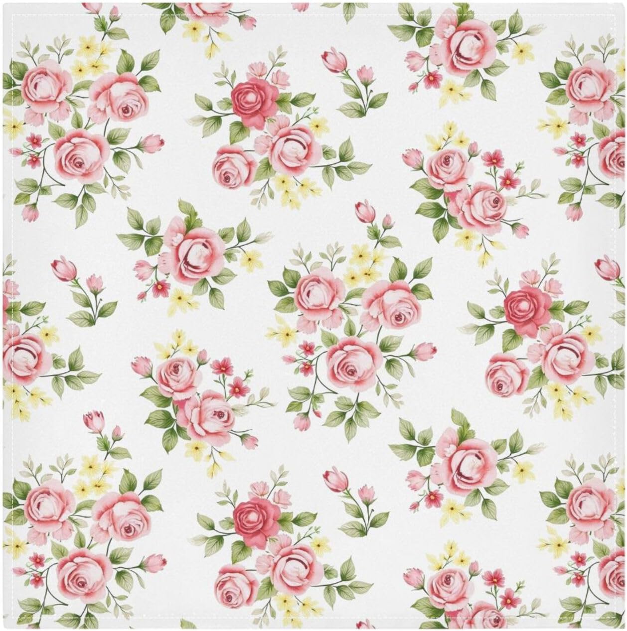 Cloth Napkin Pink Rose Flower Floral Cloth Napkin Set of 6 Washable Reusable Polyester Table Napkins for Family Dinner Party Holiday