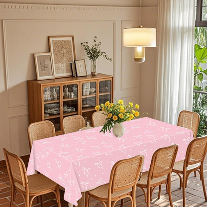 4 Pack Pink Bow Tablecloth, Coquette Birthday Decorations, Bow Disposable Table Cover for Wedding Engagement Bridal Birthday Decorations, 54 x 108 Inch