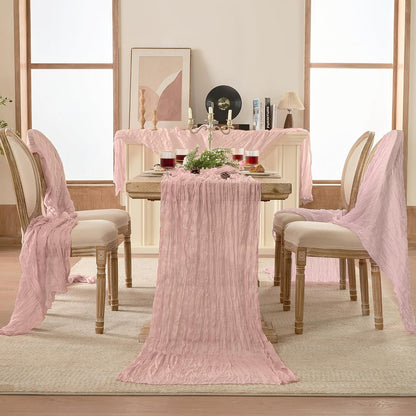 6 Pack Dusty Pink Cheesecloth Table Runners Boho Gauze Home Decor