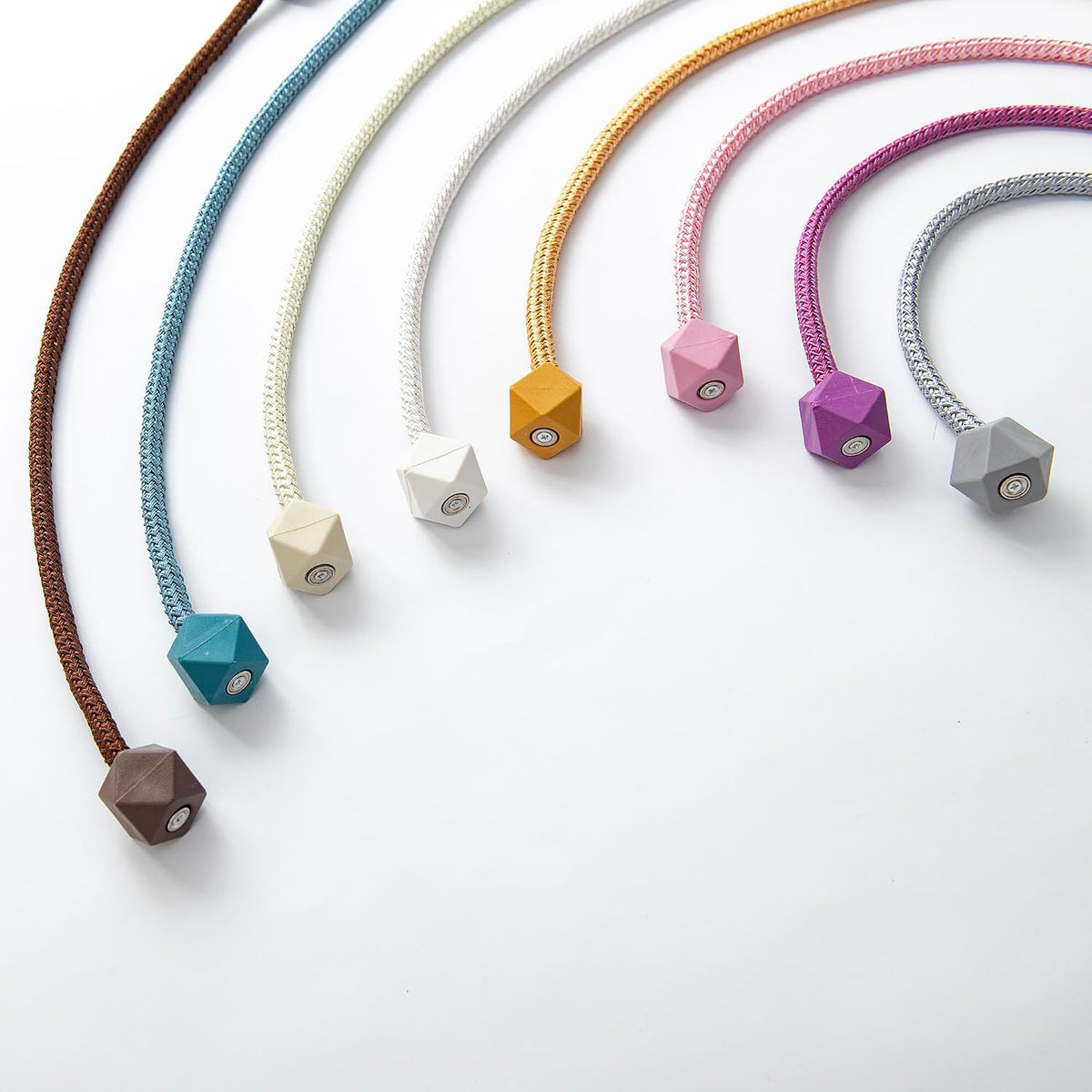 Magnetic Curtain Tiebacks – Handmade Rope Holdbacks with Strong Magnets, Decorative Twist Cord Drapery Holders for Window Curtains(Pink, 2)