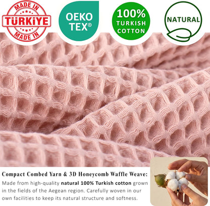 PÜSKÜL Natural 100% Turkish Cotton Waffle Bath Towels Set of 2, Extra-Large