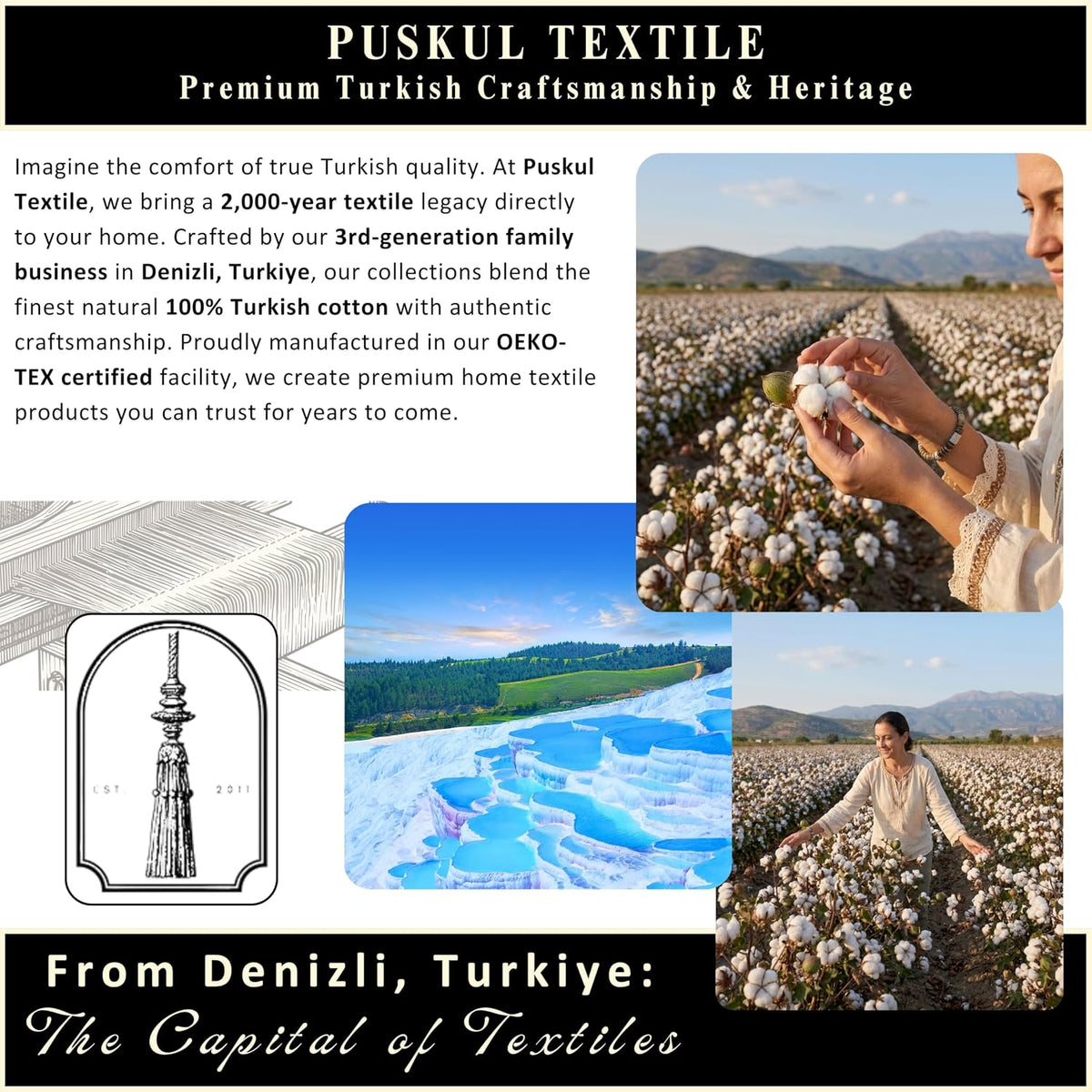 PÜSKÜL Natural 100% Turkish Cotton Waffle Bath Towels Set of 2, Extra-Large