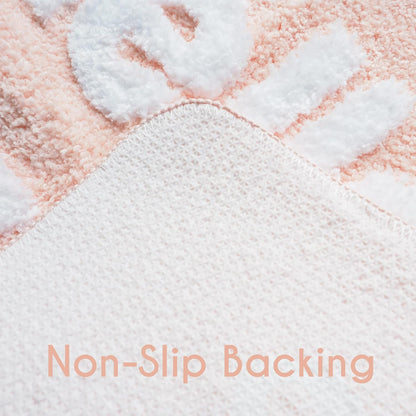 Hello Gorgeous Bath Mat Peach Orange Coral Beautiful Cute Bathroom Rugs for Girls Pink You Look Good Funny Shower Fun Bathroom Decor Non-Slip Washable Kids Women