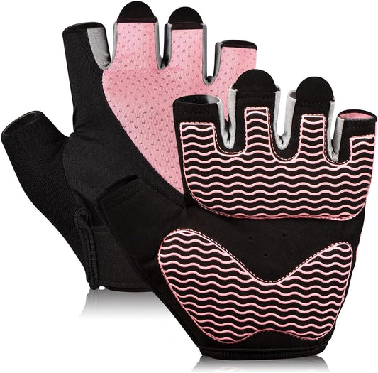 Workout Gloves for Women - Breathable Weight Lifting Gloves with Non-Slip Silicone Padding, Fingerless Gym Gloves for Cycling, Rowing, Pull Ups & Training (4 Sizes)