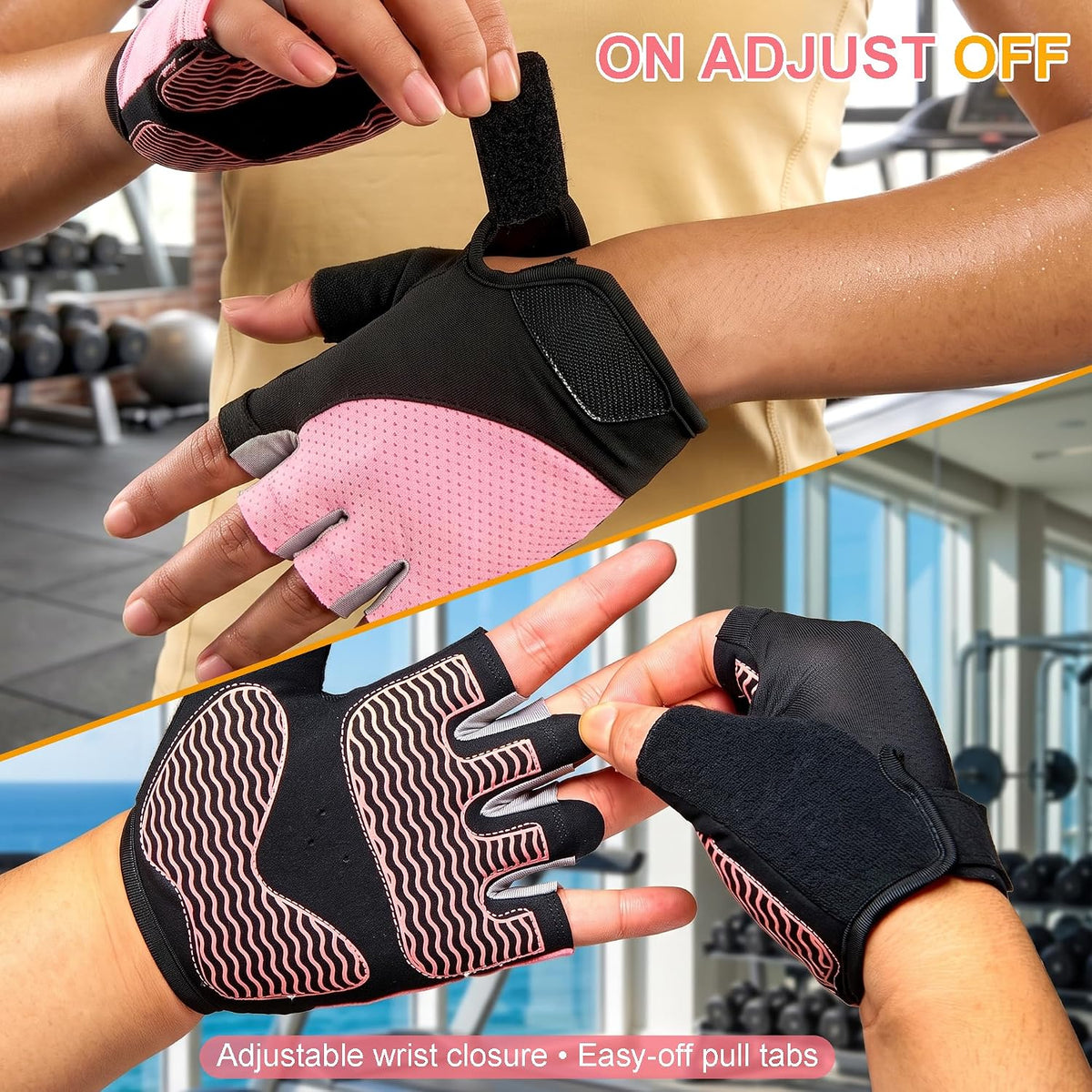 Workout Gloves for Women - Breathable Weight Lifting Gloves with Non-Slip Silicone Padding, Fingerless Gym Gloves for Cycling, Rowing, Pull Ups & Training (4 Sizes)