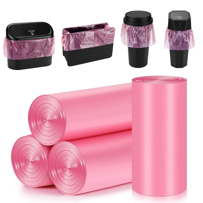 Mini Car Trash Can Bags for Auto Trash Bin, 120 Count Small Garbage Organizer Bags Tear-Resistant, Liner Refills (Vehicle Trash Can is not Included), Pink