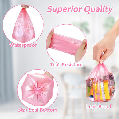 Mini Car Trash Can Bags for Auto Trash Bin, 120 Count Small Garbage Organizer Bags Tear-Resistant, Liner Refills (Vehicle Trash Can is not Included), Pink