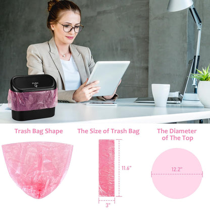 Mini Car Trash Can Bags for Auto Trash Bin, 120 Count Small Garbage Organizer Bags Tear-Resistant, Liner Refills (Vehicle Trash Can is not Included), Pink