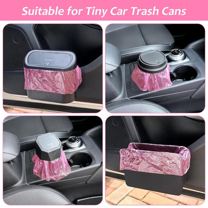 Mini Car Trash Can Bags for Auto Trash Bin, 120 Count Small Garbage Organizer Bags Tear-Resistant, Liner Refills (Vehicle Trash Can is not Included), Pink