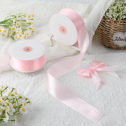 Pink Ribbon 1-1/2 inch, 100 Yards Pink Satin Ribbon for Gift Wrapping, Ribbons for Flower Bouquet, Fabric Polyester Hair Ribbons for Crafts Wedding Bow Party Decorations