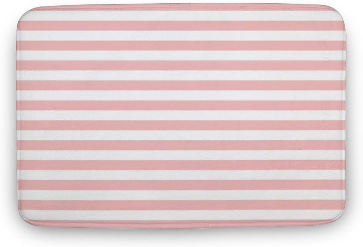 Luxury Elegant Bathroom Rugs, Modern Pink Striped Pattern Bath Mat Non Slip & Absorbent Bath Carpet for Bathroom (16 x 24inch)