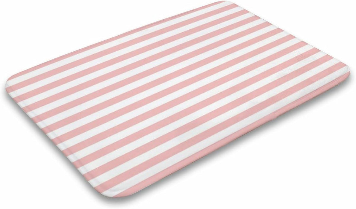 Luxury Elegant Bathroom Rugs, Modern Pink Striped Pattern Bath Mat Non Slip & Absorbent Bath Carpet for Bathroom (16 x 24inch)