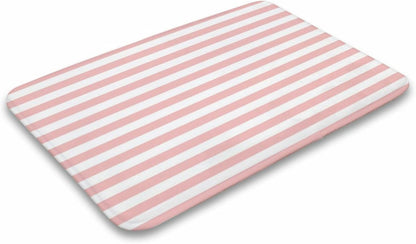Luxury Elegant Bathroom Rugs, Modern Pink Striped Pattern Bath Mat Non Slip & Absorbent Bath Carpet for Bathroom (16 x 24inch)