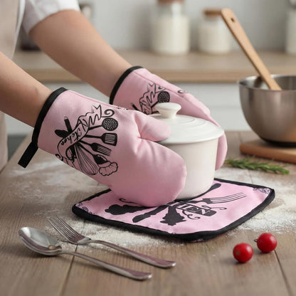8 Pcs Kitchen Towels and Oven Mitts Sets Pot Holders Dishcloths Set Kitchen Decorative Accessories Absorbent Potholders Heat Resistant for Chef Baking Cooking
