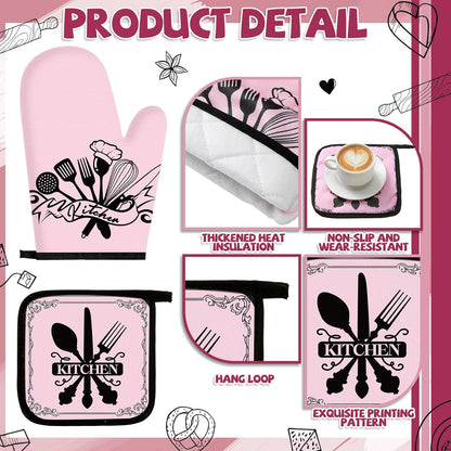 8 Pcs Kitchen Towels and Oven Mitts Sets Pot Holders Dishcloths Set Kitchen Decorative Accessories Absorbent Potholders Heat Resistant for Chef Baking Cooking