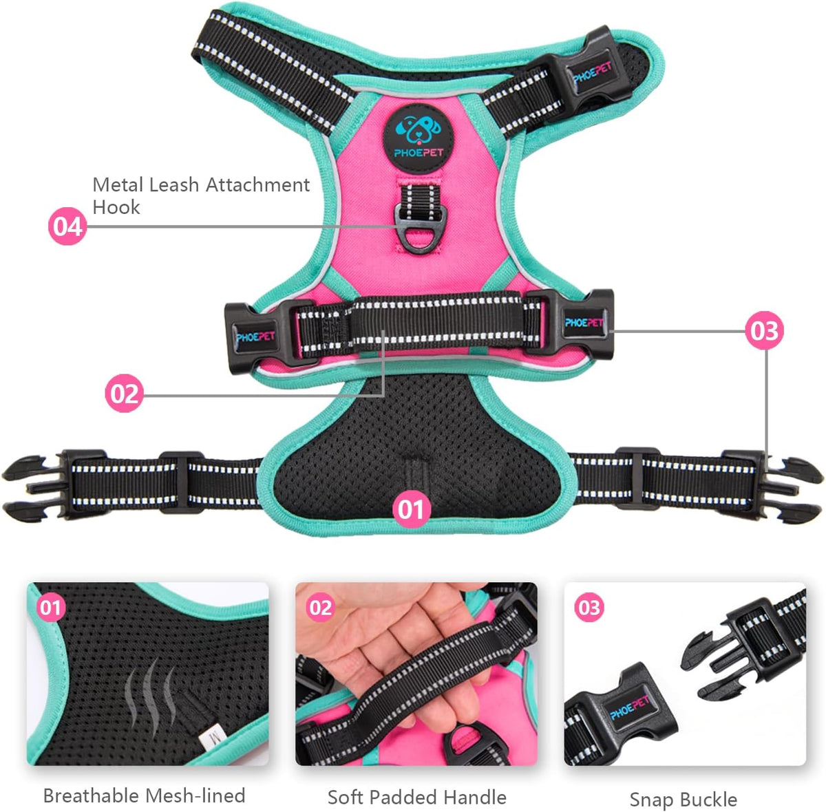 Upgraded No Pull Dog Harness, Reflective Adjustable Vest