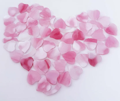 12 Four-Leaf Clover Set – Pink Opal Pre-Cut Heart-Shaped Stained Glass Mosaic Tiles & Pieces for DIY Crafts and Art Projects