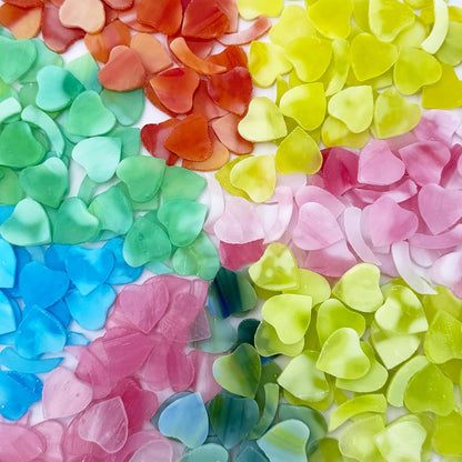 12 Four-Leaf Clover Set – Pink Opal Pre-Cut Heart-Shaped Stained Glass Mosaic Tiles & Pieces for DIY Crafts and Art Projects