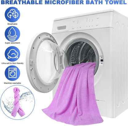 20 Pack Bulk Bath Towels Set, Large Quick Dry Bath Towels 55" x 28" for Spa, Gym, Salon, Hotel and Rental Use(Pink, Green, Blue, Purple)