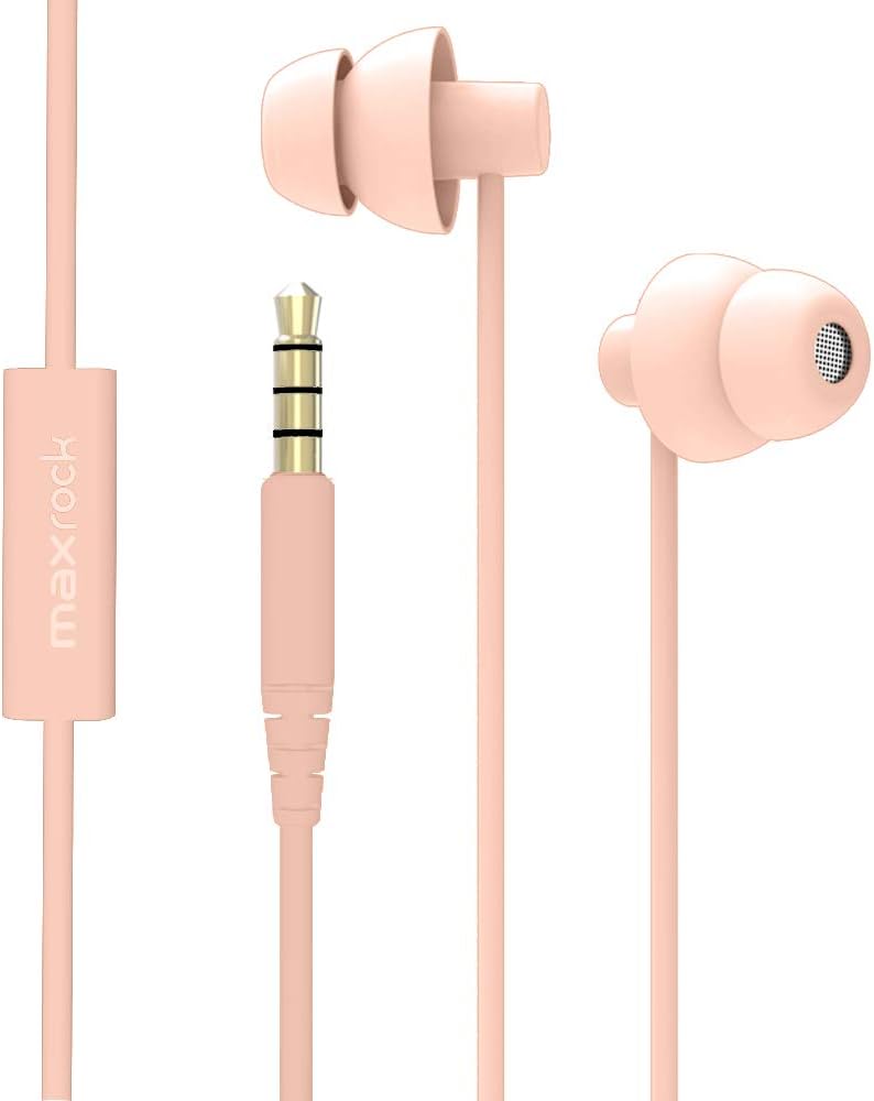 Super Mini Total Soft Silicon Earbuds Headphones with Mic for Cellphones iPad Tablet MP3 Laptop and Most 3.5mm Audio Player, Coral Pink