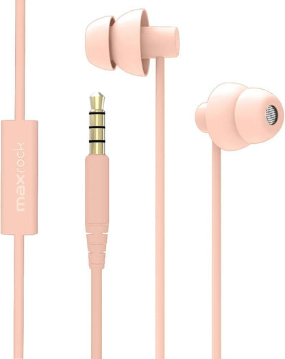 Super Mini Total Soft Silicon Earbuds Headphones with Mic for Cellphones iPad Tablet MP3 Laptop and Most 3.5mm Audio Player, Coral Pink