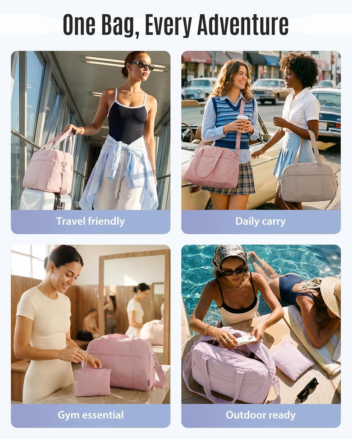 Personal Item Travel Bag, Gym Bag for Women, Weekender Duffel