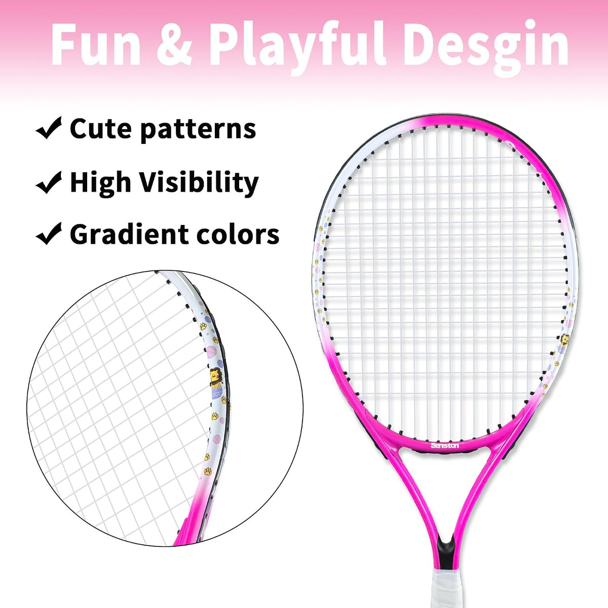 Kids Tennis Racket Set (17 & 23 Inch) - 1 Pack Junior Tennis Racquet, Lightweight Aluminum Frame, Includes Cover
