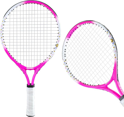 Kids Tennis Racket Set (17 & 23 Inch) - 1 Pack Junior Tennis Racquet, Lightweight Aluminum Frame, Includes Cover