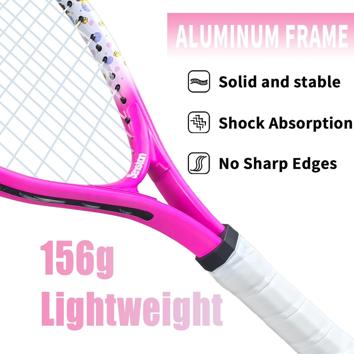 Kids Tennis Racket Set (17 & 23 Inch) - 1 Pack Junior Tennis Racquet, Lightweight Aluminum Frame, Includes Cover
