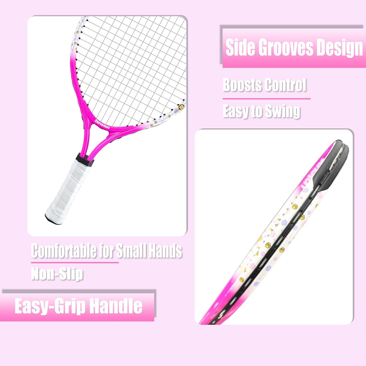 Kids Tennis Racket Set (17 & 23 Inch) - 1 Pack Junior Tennis Racquet, Lightweight Aluminum Frame, Includes Cover