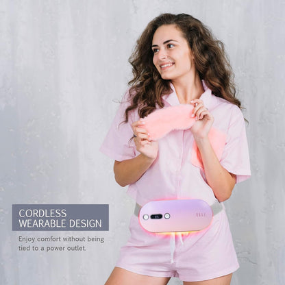 Cordless Heat and Vibration Massager Pad with 5 Levels, Pink