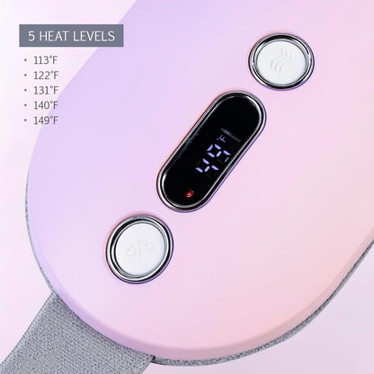 Cordless Heat and Vibration Massager Pad with 5 Levels, Pink