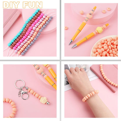 100Pcs 12mm Peach Silicone Beads