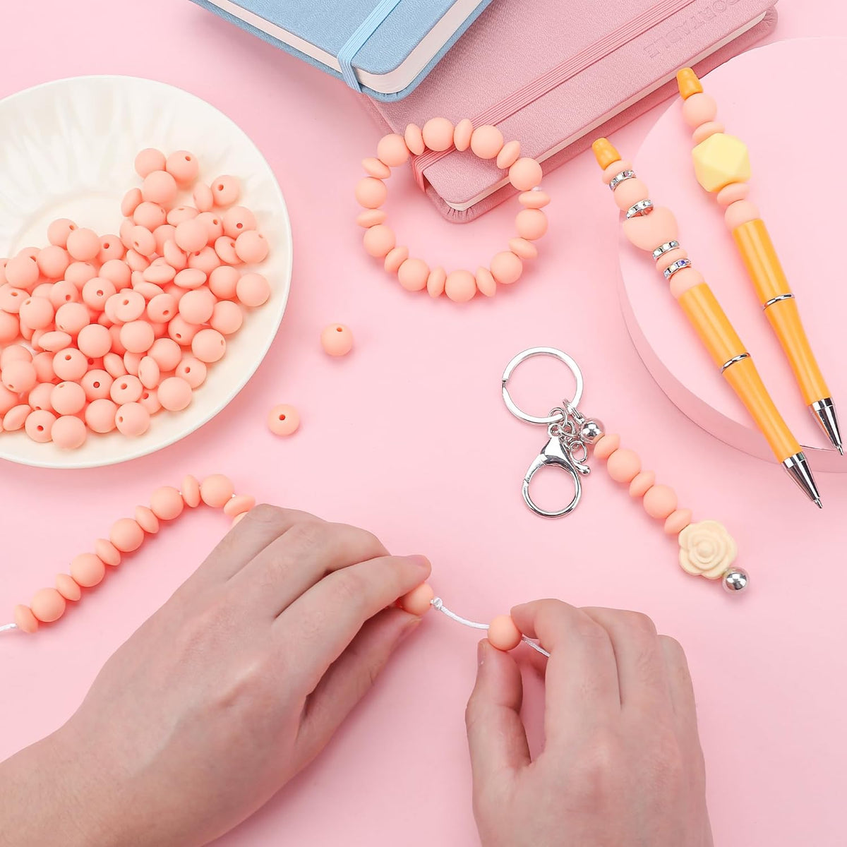 100Pcs 12mm Peach Silicone Beads