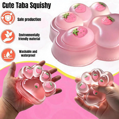 Taba Squishy Paw Squeeze Toys - Oversized 5-inch Cat Paw Squishy Fidget Toys for Kids and Adults,Stress Relief Kawaii Strawberry Cat Paw Toys,Relieves Stress Anxiety Gifts,for Birthday (Pink)