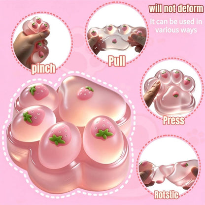 Taba Squishy Paw Squeeze Toys - Oversized 5-inch Cat Paw Squishy Fidget Toys for Kids and Adults,Stress Relief Kawaii Strawberry Cat Paw Toys,Relieves Stress Anxiety Gifts,for Birthday (Pink)