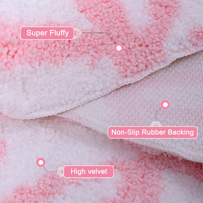 Pink Bow Rug Bathroom Rugs, Coquette Bath Mat Non-Slip Absorbent Cute Aesthetic Room Decor Bathmat, Washable Plush Carpet for Bathtub Shower, Bedroom, Kitchen (Pink, 20 x 32 inches)