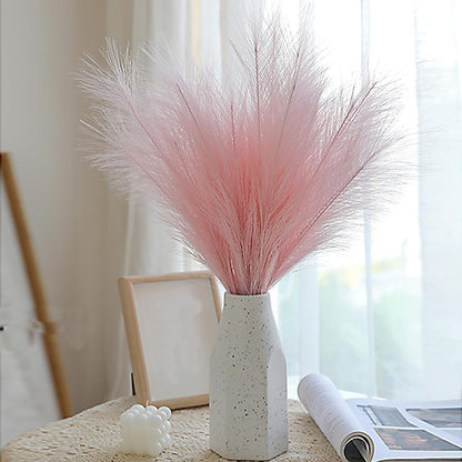 10 Stems Faux Pampas Grass Decor 17.7" Pink Pampas Grass Fluffy