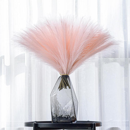 10 Stems Faux Pampas Grass Decor 17.7" Pink Pampas Grass Fluffy