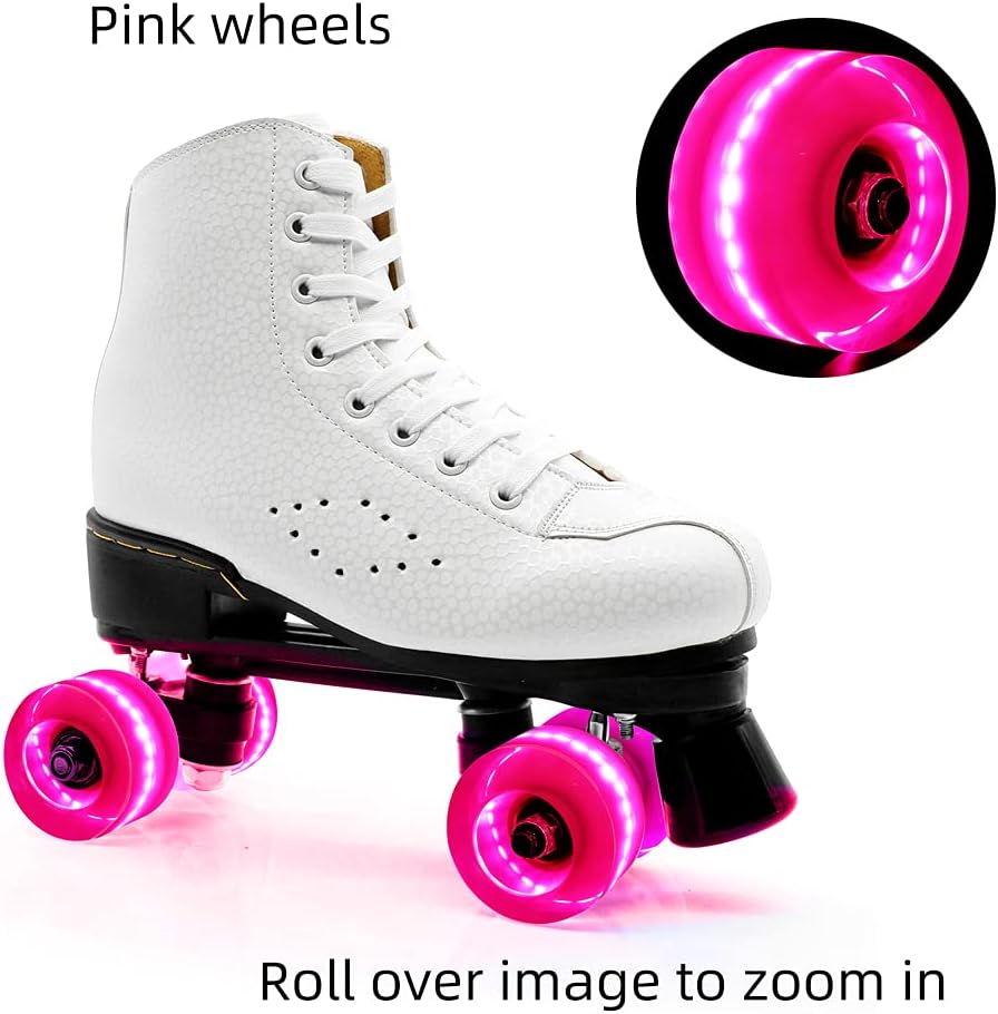 Light Up Roller Skate Wheels 8 Pack, 78A Hardness LED Skateboard Wheels with Premium ABEC-9 Bearings, Illuminating Roller Skate Accessories for Outdoor Indoor Quad Skates
