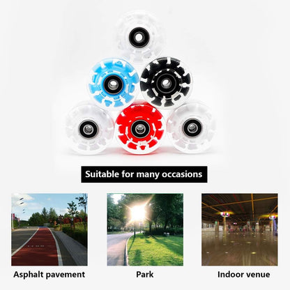 Light Up Roller Skate Wheels 8 Pack, 78A Hardness LED Skateboard Wheels with Premium ABEC-9 Bearings, Illuminating Roller Skate Accessories for Outdoor Indoor Quad Skates