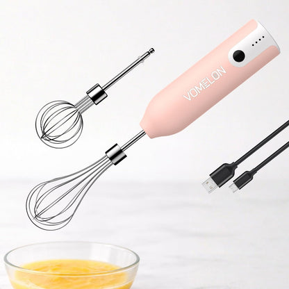 Electric Egg Beater Whisk, USB Charging Mixer, Three-Speed Adjustment, Suitable for Whisking Eggs, Cream, Sauce, Jam Supplements and More, Pink
