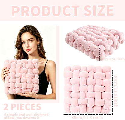 2PCS Decorative Knot Throw Pillows for Couch and Sofa, Soft Accent Pillows for Bed and Chair, Modern Home Decor for Living Room, Bedroom, Dorm and Nursery 12 inches * 13 inches（Light Pink）