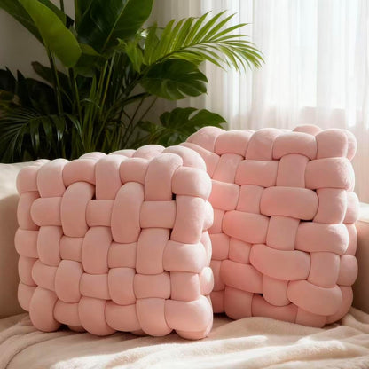 2PCS Decorative Knot Throw Pillows for Couch and Sofa, Soft Accent Pillows for Bed and Chair, Modern Home Decor for Living Room, Bedroom, Dorm and Nursery 12 inches * 13 inches（Light Pink）