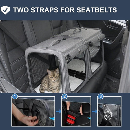 Extra Large Cat Carrier for 2 Cats with Travel Litter Box, 2-in-1