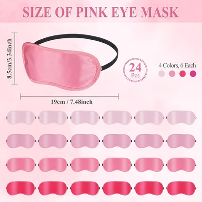 24 Pack Pink Sleeping Eye Mask Bulk for Bachelorette Slumber Sleepover Spa Wedding Party Blindfold Eye Mask Cover for Women Men