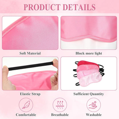24 Pack Pink Sleeping Eye Mask Bulk for Bachelorette Slumber Sleepover Spa Wedding Party Blindfold Eye Mask Cover for Women Men