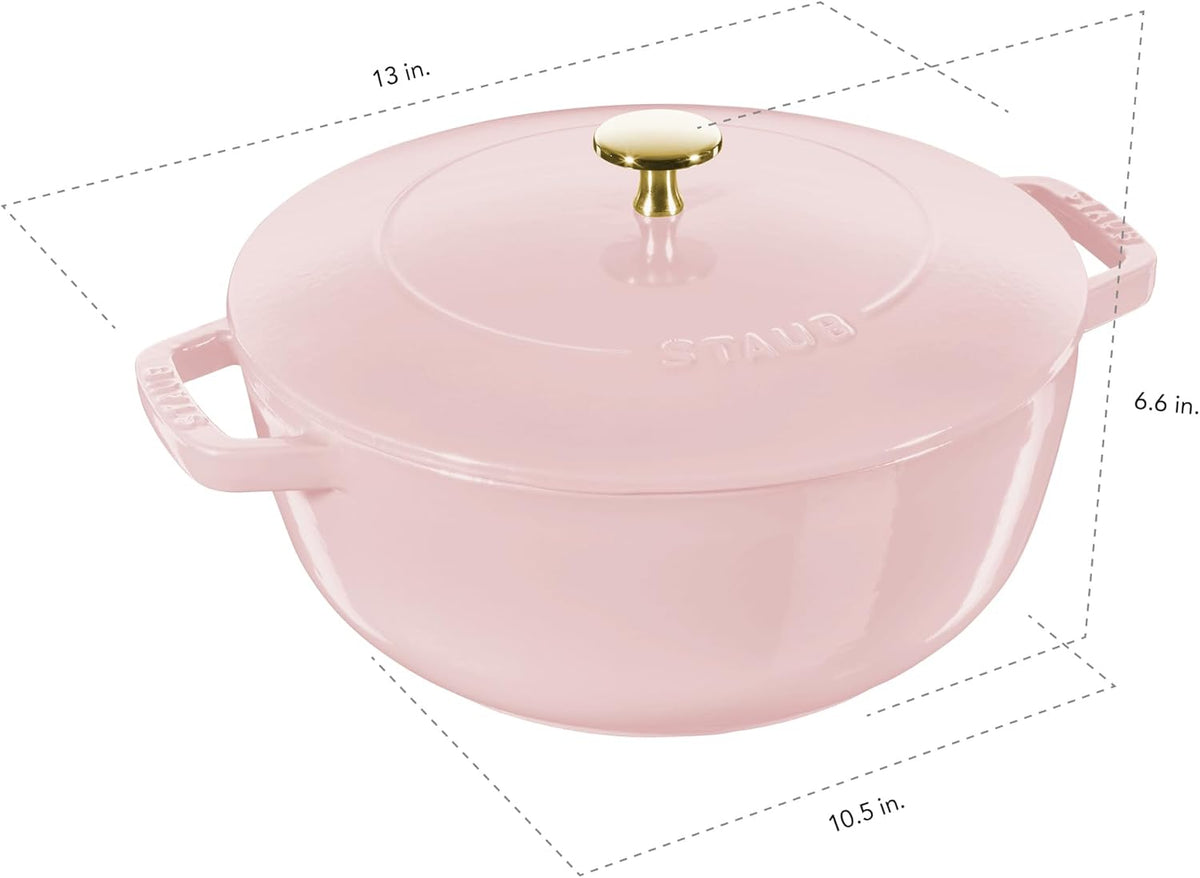 Cast Iron Essential French Oven, Dutch Oven, 5-quart, serves 5-6, Made in France - Peony Pink
