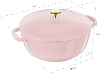 Cast Iron Essential French Oven, Dutch Oven, 5-quart, serves 5-6, Made in France - Peony Pink